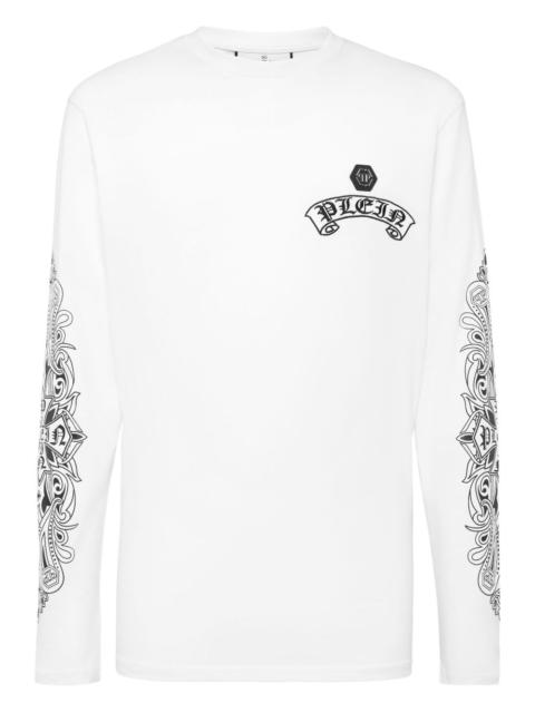 crest-embellished long-sleeve T-shirt