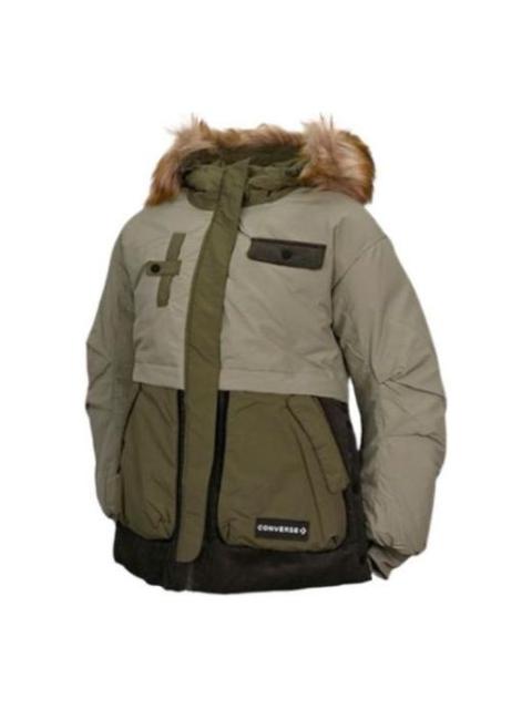 (WMNS) Converse Premium Fashion Mid Down Jacket 'Army Green' 10023726-A02