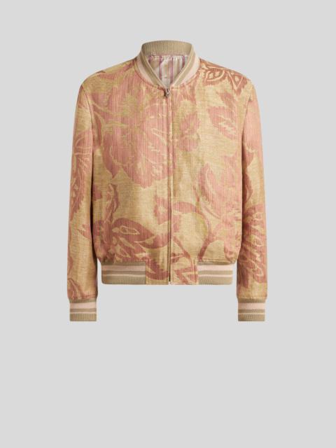LINEN BOMBER JACKET WITH FLORAL PRINT