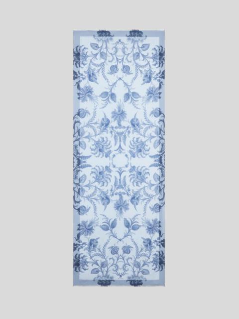 LINEN-BLEND SCARF WITH FLORAL MOTIF