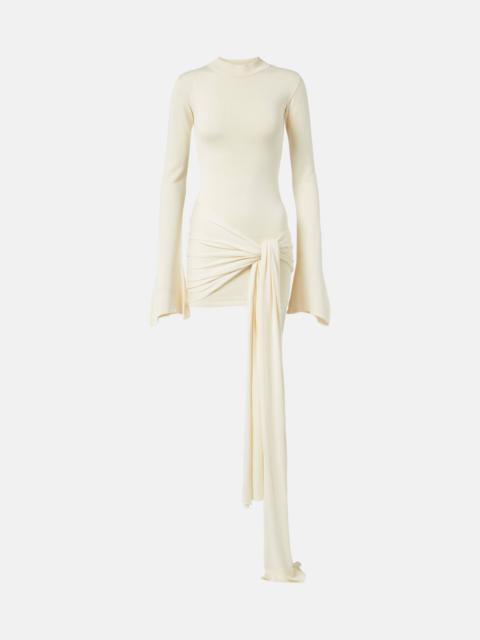 Gathered silk-blend minidress