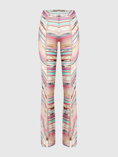 Lamé slub viscose trousers with slits at the bottom