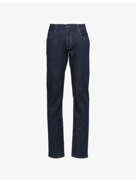 Rinsed Tapered Stretch-Denim Jeans