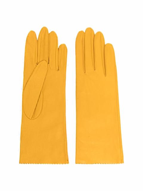 zig-zag edge leather gloves