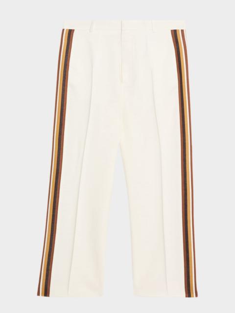 Men's Viscose Stripe Flat-Front Trousers