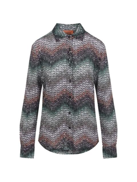 zigzag-patttern sequined shirt