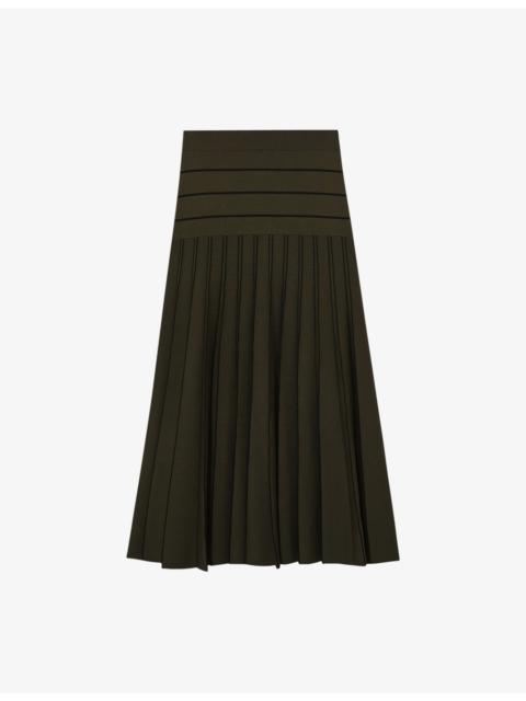 Alice Stripe Pleated Knitted Midi Skirt