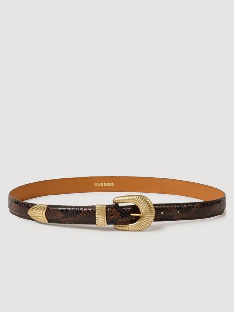 PYTHON-EFFECT LEATHER BELT
