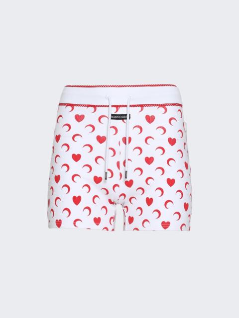 Moon Heart Mini Shorts White And Red