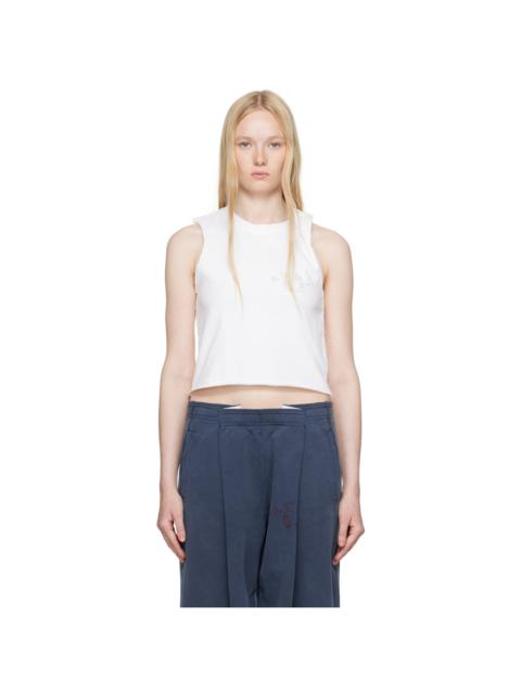 White Logo Muscle Tank Top