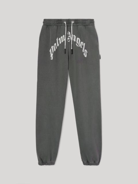 DARK GREY CURVED LOGO SWEATPANTS