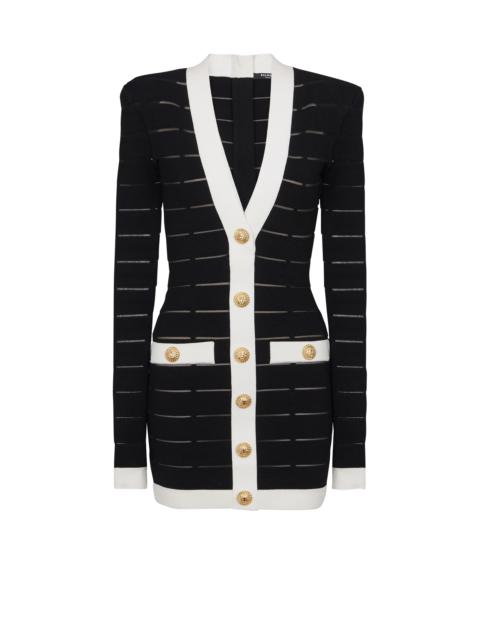 Two-tone knit dress with buttons