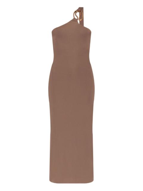 Chani asymmetric neckline midi dress