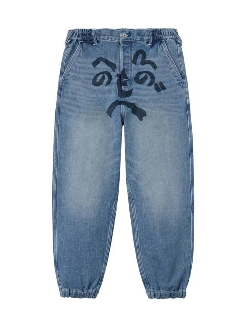 Henohenomohe Godhead Print Loose Fit Denim Joggers