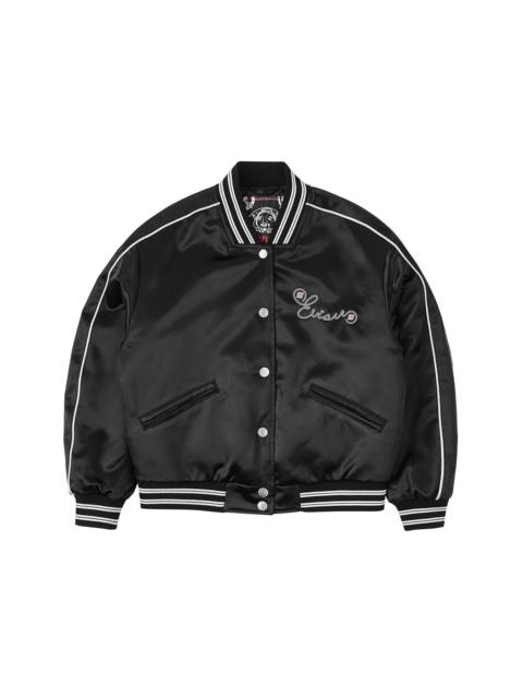 Logo and Fuzzy Cat Embroidery Fashion Fit Varsity Jacket