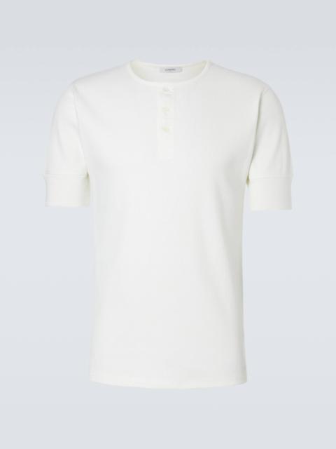 Cotton and linen jersey Henley shirt