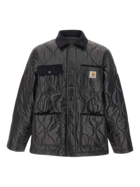 quilted corduroy-trims padded jacket