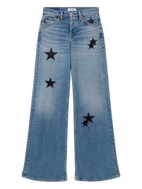 star-details wide-leg jeans