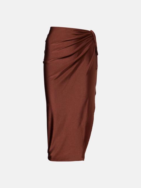Solid Ruched gathered midi skirt