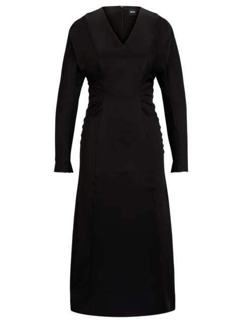 GATHERED-DETAIL REGULAR-FIT DRESS IN SOFT SATIN