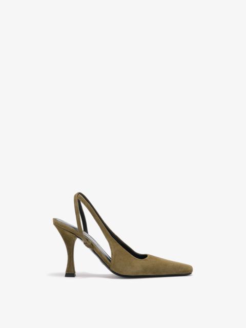Trap Cross Slingback Pumps in Kidsuede