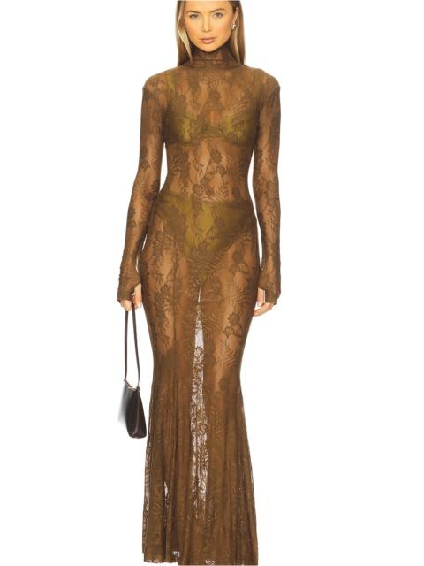 x REVOLVE Long Sleeve Turtleneck Fishtail Gown