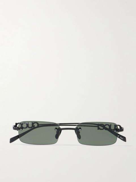 Square-Frame Metal Sunglasses Black