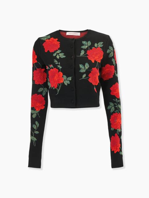 Rose Jacquard Cropped Cardigan