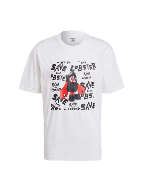 adidas originals Artist Tee Ss Cartoon Dragon Printing Casual Sports Short Sleeve White HA4700