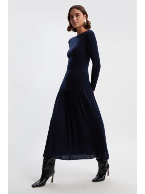 Petite Wool Blend Sheer Knitted Skirt Dress