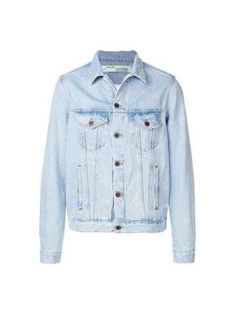 Off-White Logo Printing Denim Jacket Light Blue OMYE019S193860167188