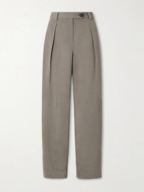 Pleated Woven Straight-leg Pants