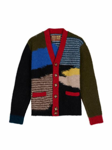 Mixed Pattern Cardigan - Olive Multi