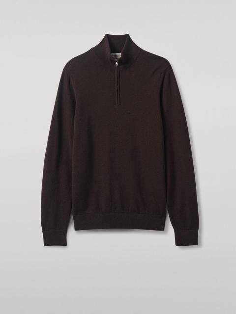 Classic Cashmere Brown Zip Neck Jumper