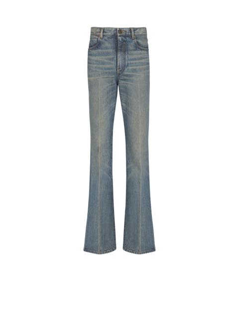 Slim straight-leg jeans in vintage denim