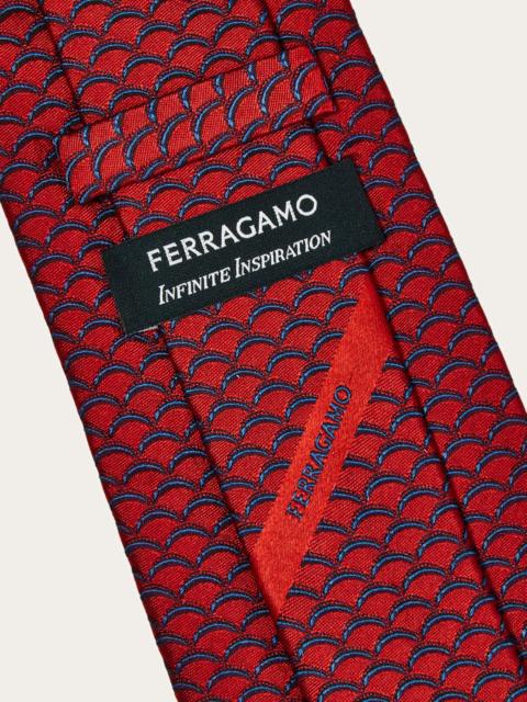 Archi print silk tie