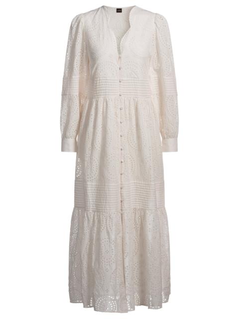 PLEAT-DETAIL DRESS IN COTTON BRODERIE