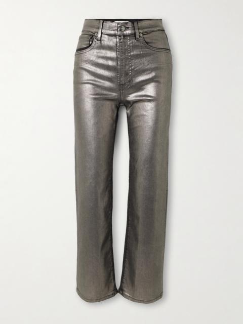 Le Sleek Metallic Coated High-rise Straight-leg Jeans