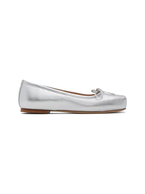 Silver Gabriella Leather Ballerina Flats
