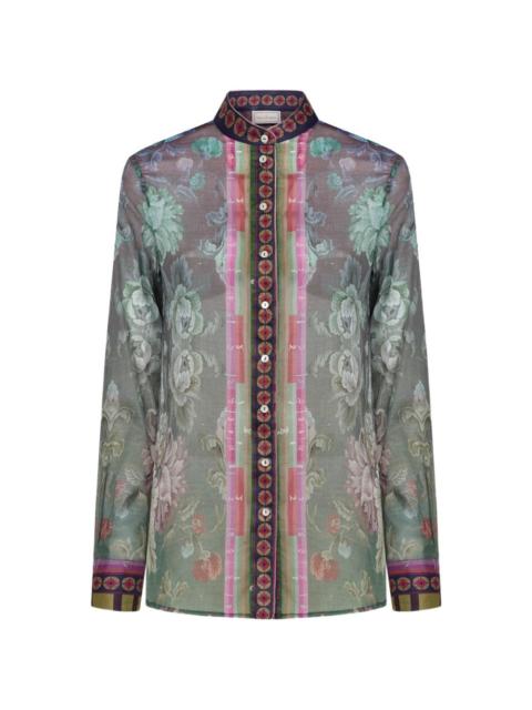 Stich mandarin-collar floral shirt