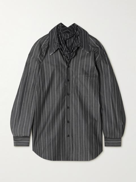 Pinstriped Jersey-trimmed Organic Cotton-poplin Shirt