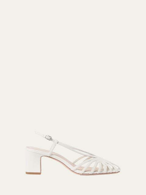 Livvy Priscilla Leather Slingback Block-Heel Sandals
