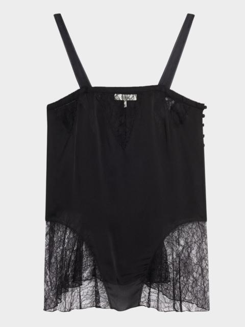 Lace-Inset Silk Cami