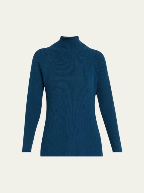 Ribbed Merino Wool Turtleneck Sweater