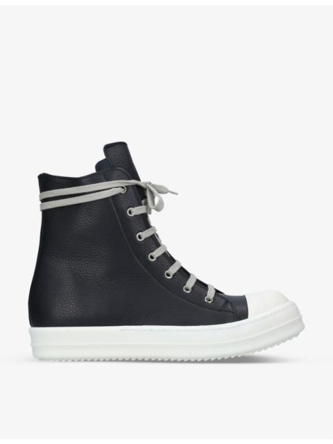 Grained leather high-top trainers
