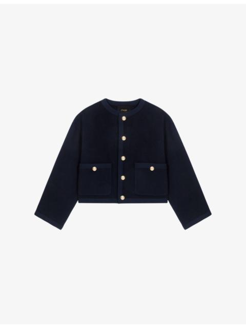 Braided-Trim Patch-Pocket Wool-Blend Jacket