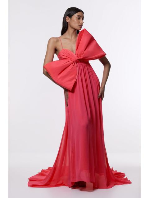 Taffeta Bow Detail Woven Maxi Dress