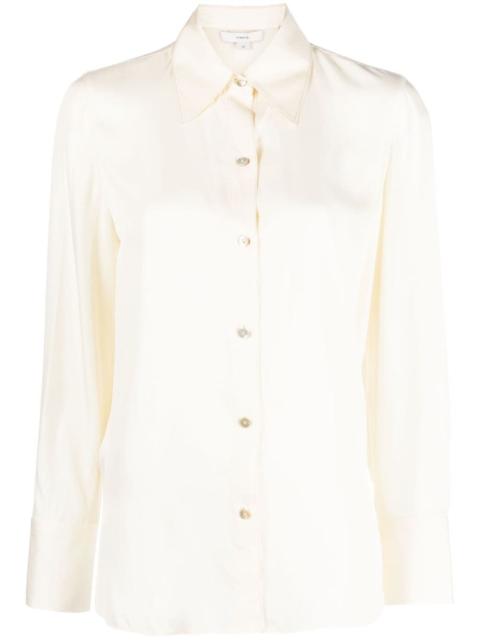 pointed-collar long-sleeve shirt