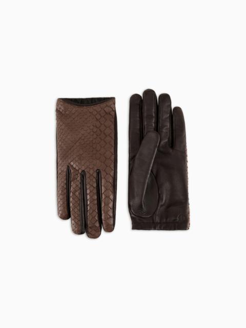 PYTHON AND NAPPA-LEATHER GLOVES