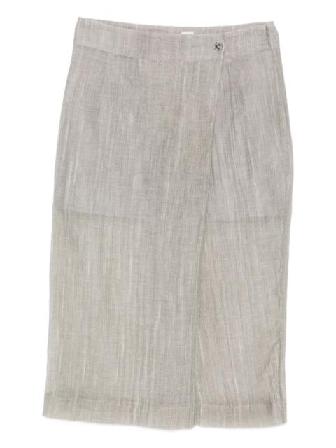 Delfi button wrap midi skirt